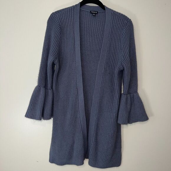 Torrid Sweaters Torrid Bell Sleeve Open Cardigan Knit Blue Sz 00 Medium Large - Picture 1 of 6